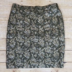 J. Crew Collection Floral Metallic Skirt